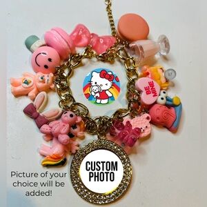 Gold Charm Chain Bracelet with Photo Charm